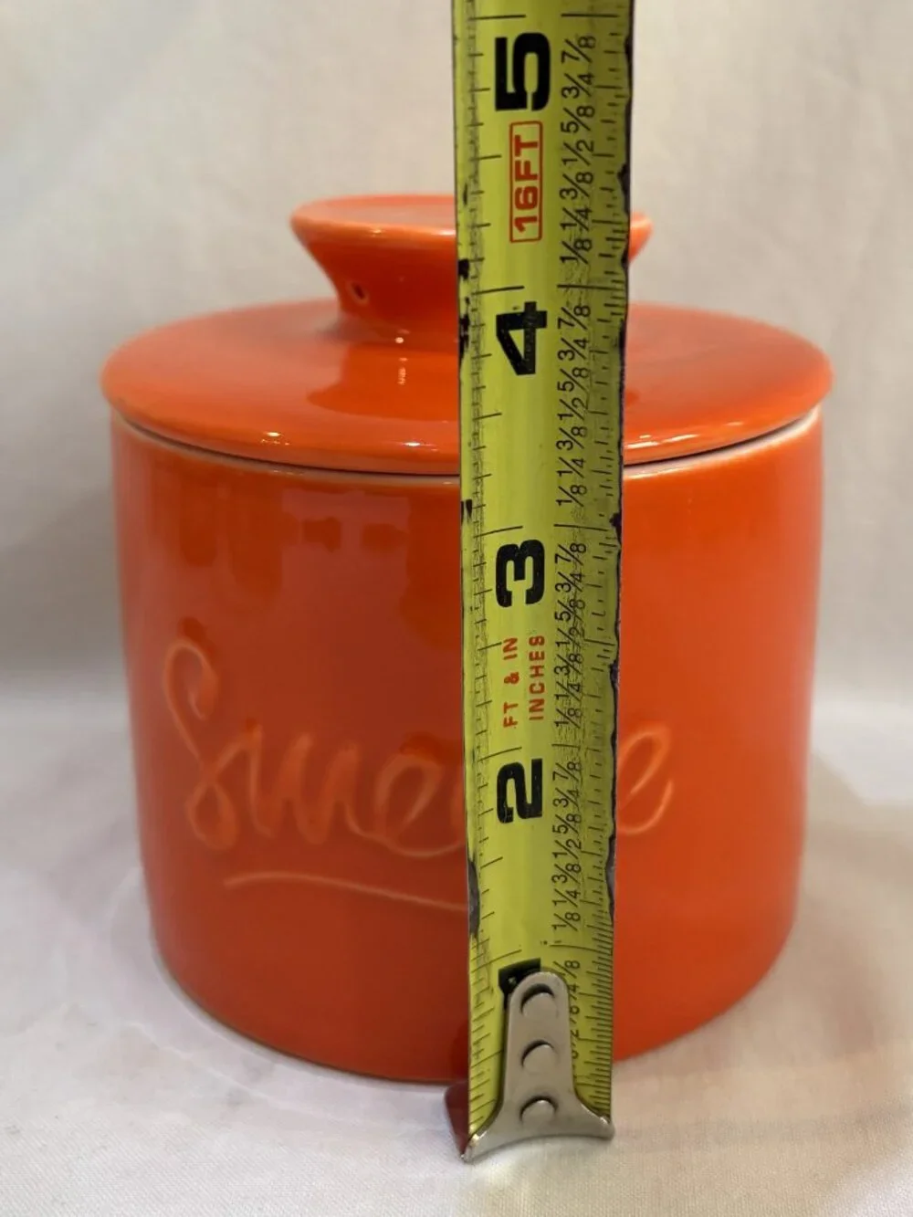 Sweese Ceramic Porcelain Butter Bell Crock Keeper Orange